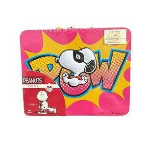 Peanuts Snoopy POW 24 Piece Puzzle in Collectible Metal Tin Lunch Box New